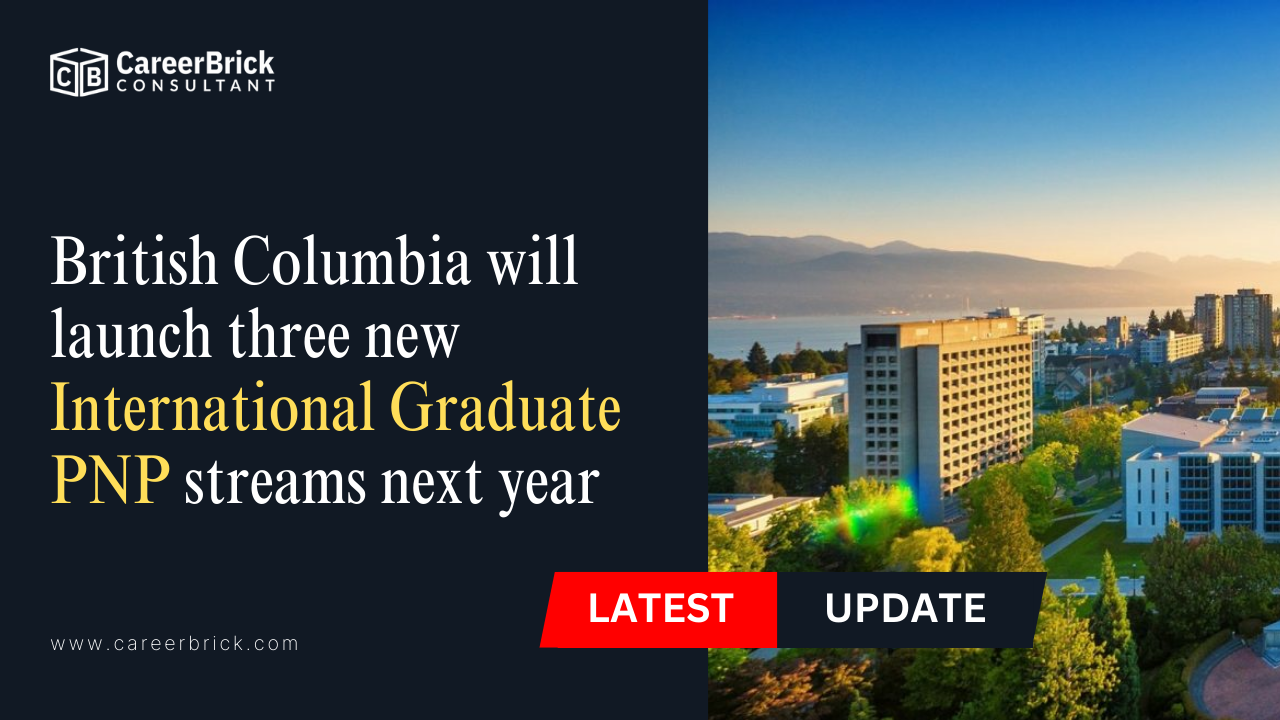 British Columbia will launch three new International Graduate PNP streams next year