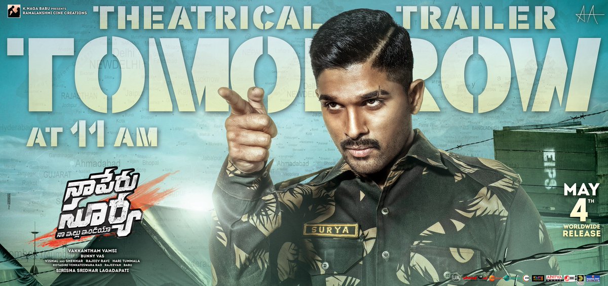 Most Awaited Update Naa Peru Surya Naa Illu India Theatrical Trailer Tomorrow See Latest