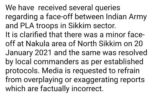 Indian Army statement on Indo-China clash