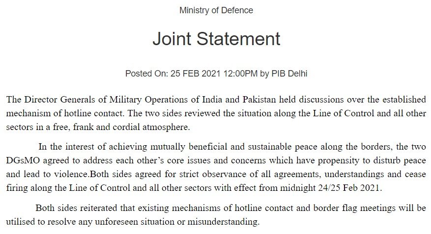 India-Pakistan Joint Statement