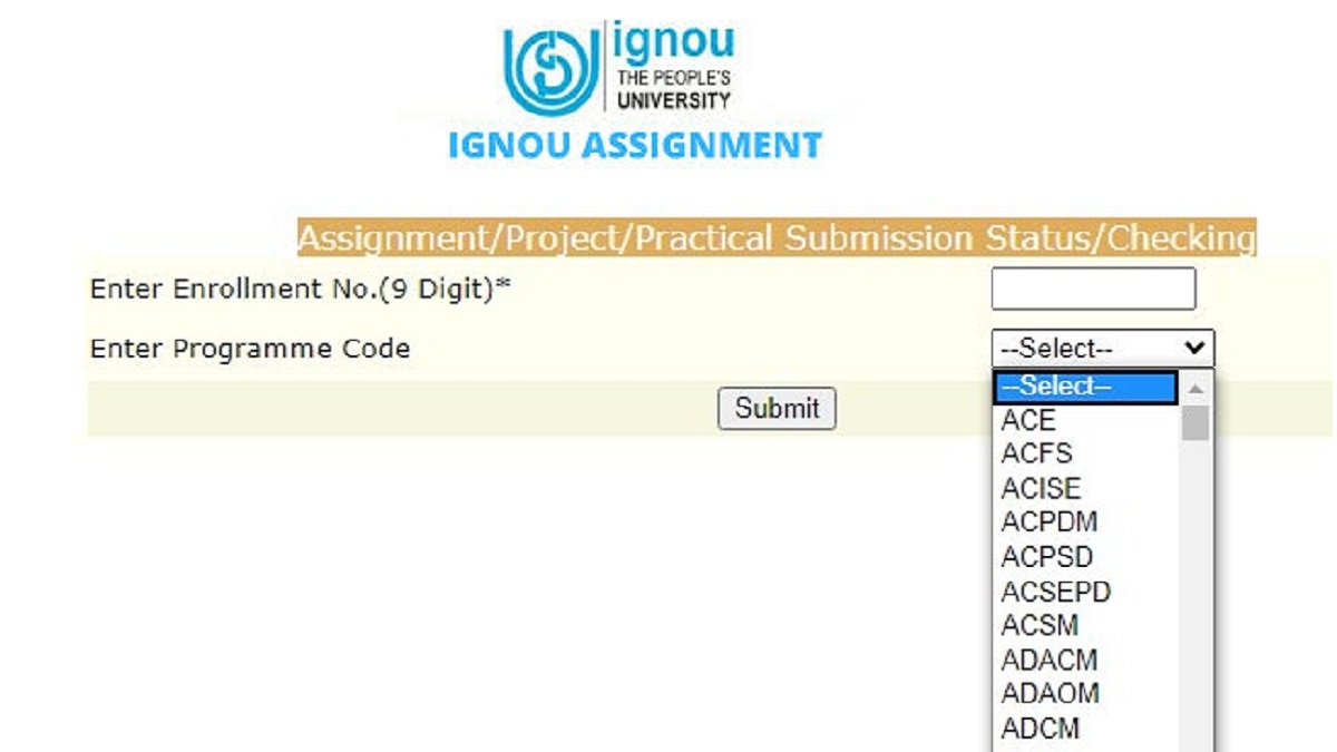 ignou assignment number