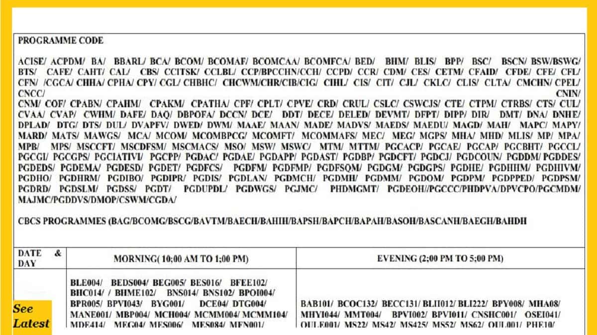 IGNOU TEE June 2021 Date Sheet TermEnd Exam datesheet to be released