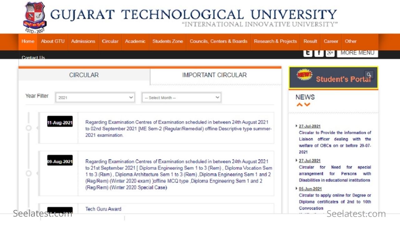 GTU 3rd Sem Remedial Exam 2021 Time Table Released @gtu.ac.in; Exams ...