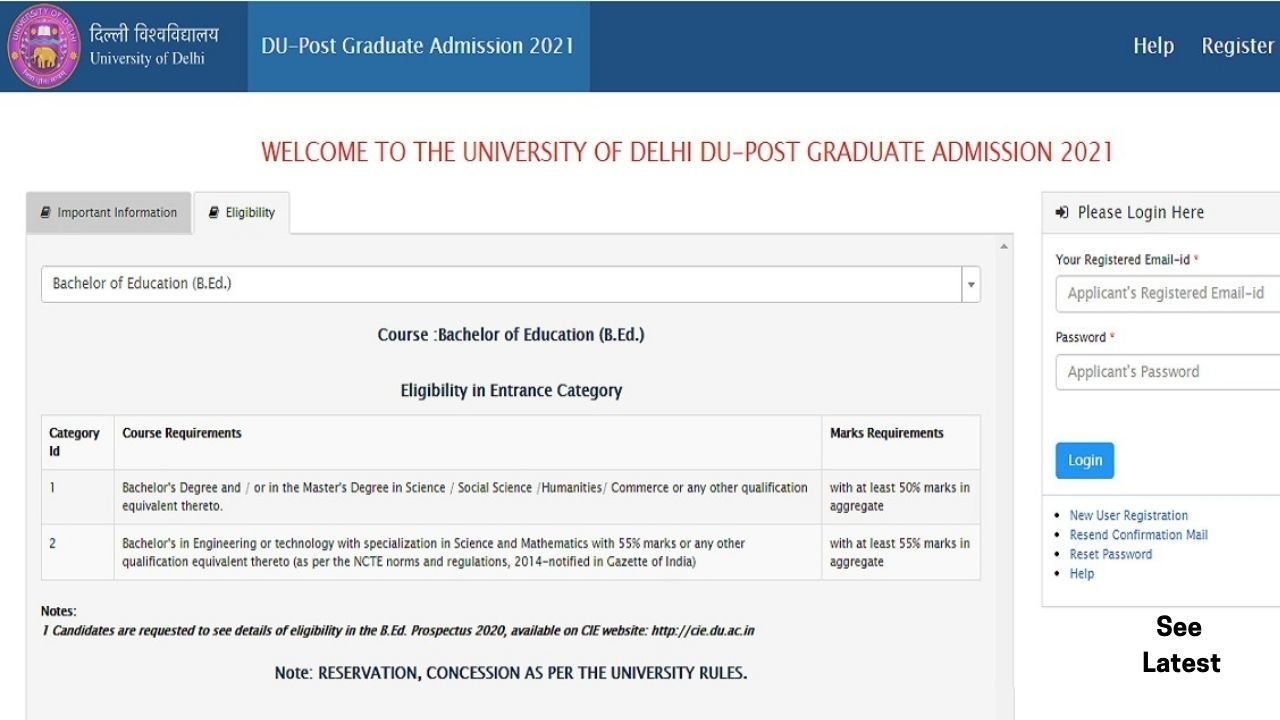 DU B.Ed Application Form 2021 Opens at pgadmission.uod.ac.in
