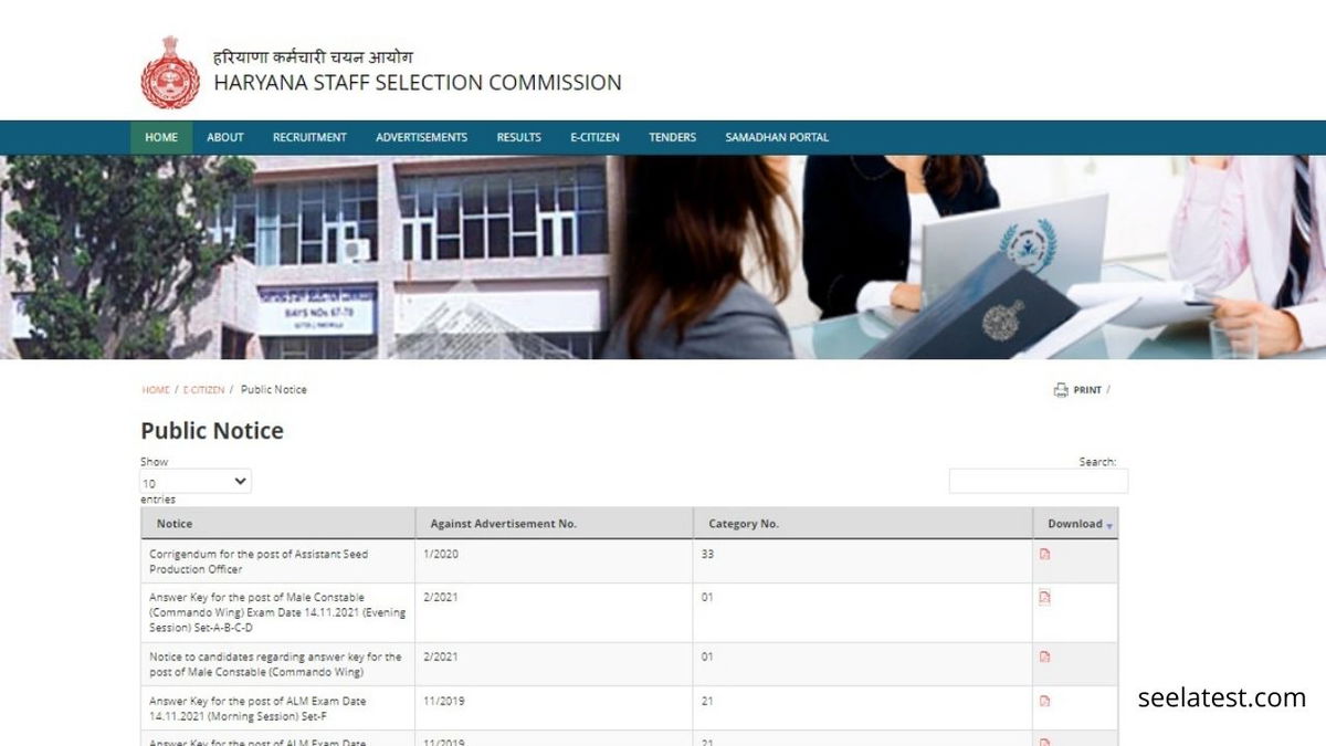 HSSC Constable Answer Key 2021 Released at hssc.gov.in
