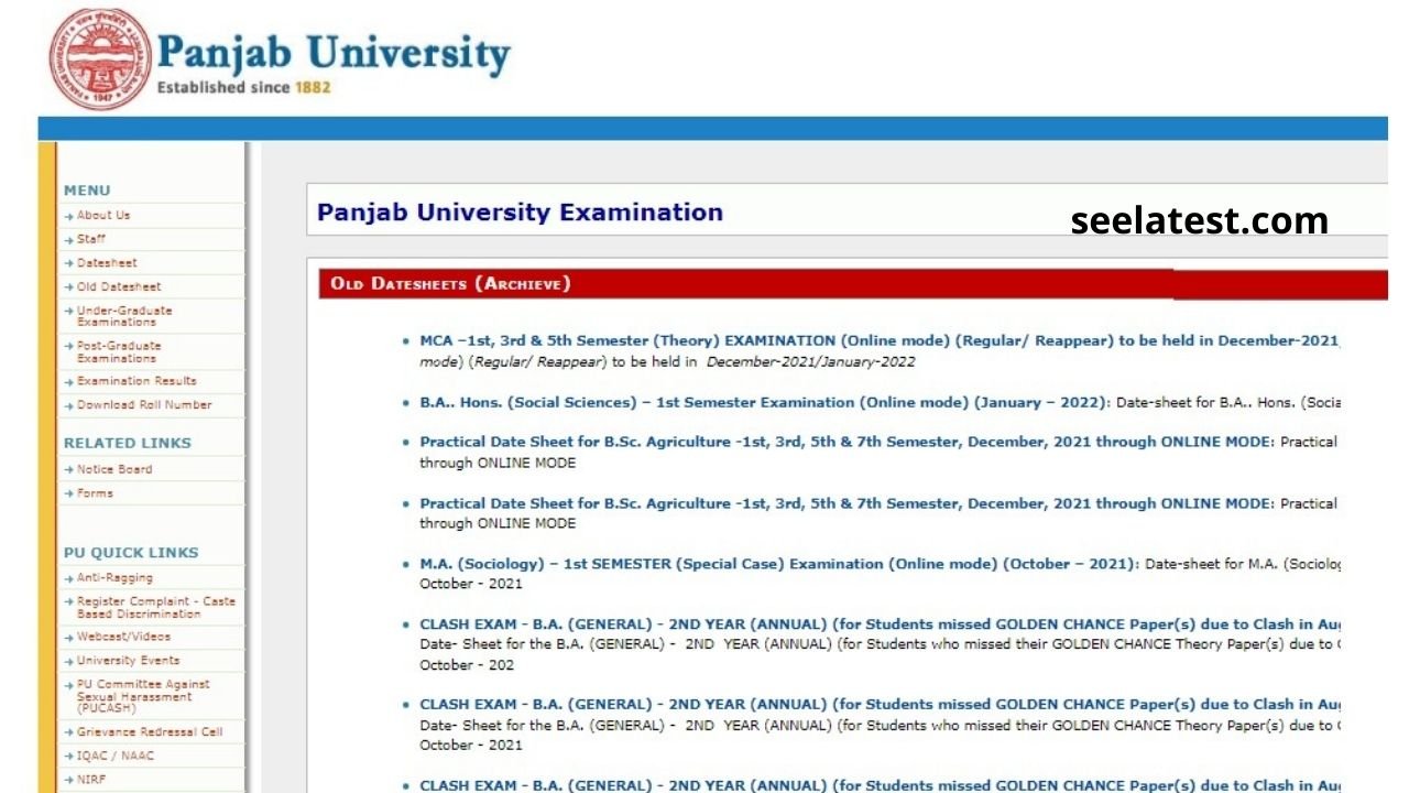 PUCHD Date Sheet 2021 Released For Online UG, PG Exams at puchd.ac.in, Hall Ticket Soon  