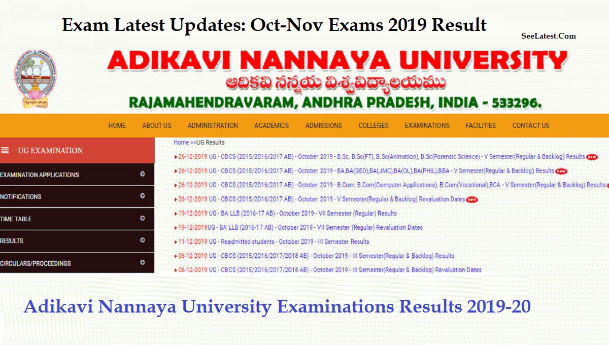 AKNU University Result Oct Nov 2019 Exams UG PG 1st 3rd 5th Semester Theory Practical See 