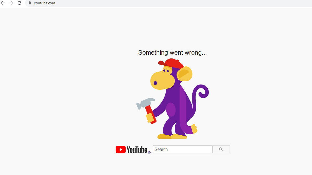 Breaking: Youtube Crashes, shows 'Something Went Wrong' with Monkey on ...