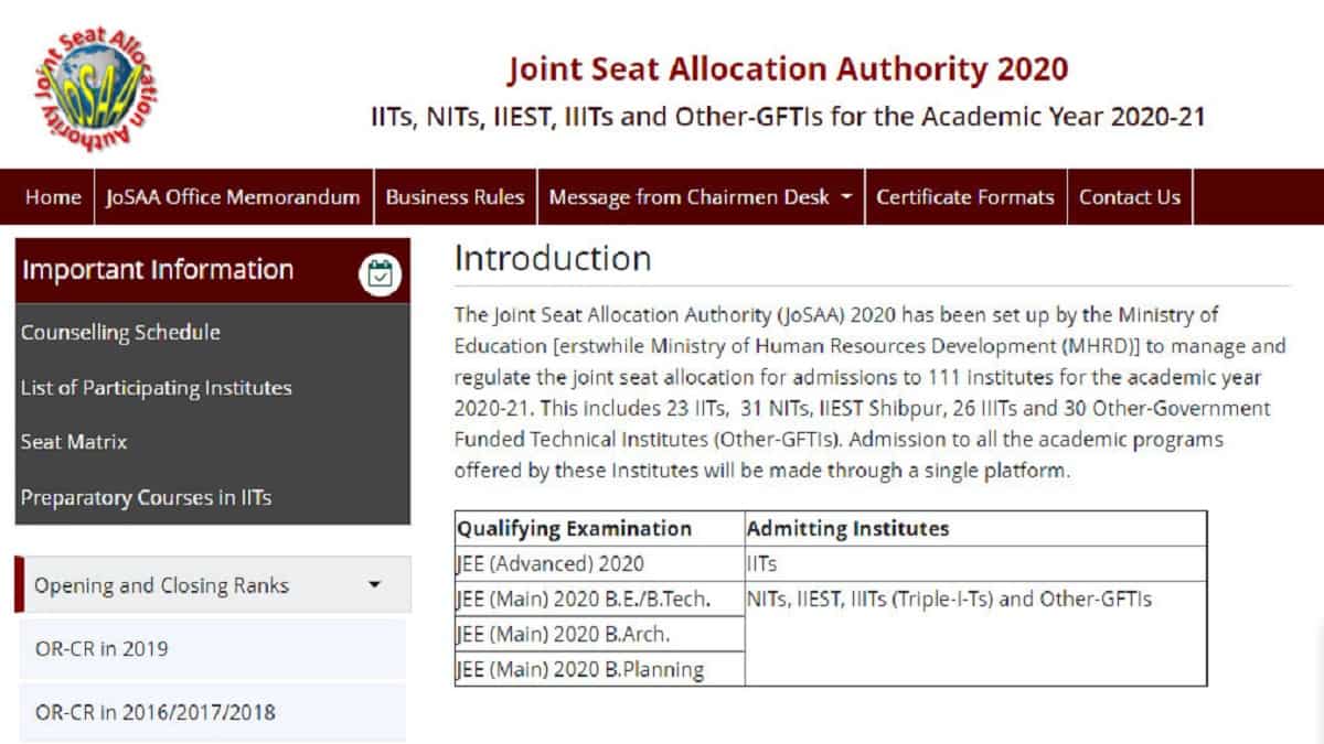 Jee Main Counseling Schedule 2020 Choice Filling Locking From Oct 6 Round 1 Seat Allocation From 17th See Latest