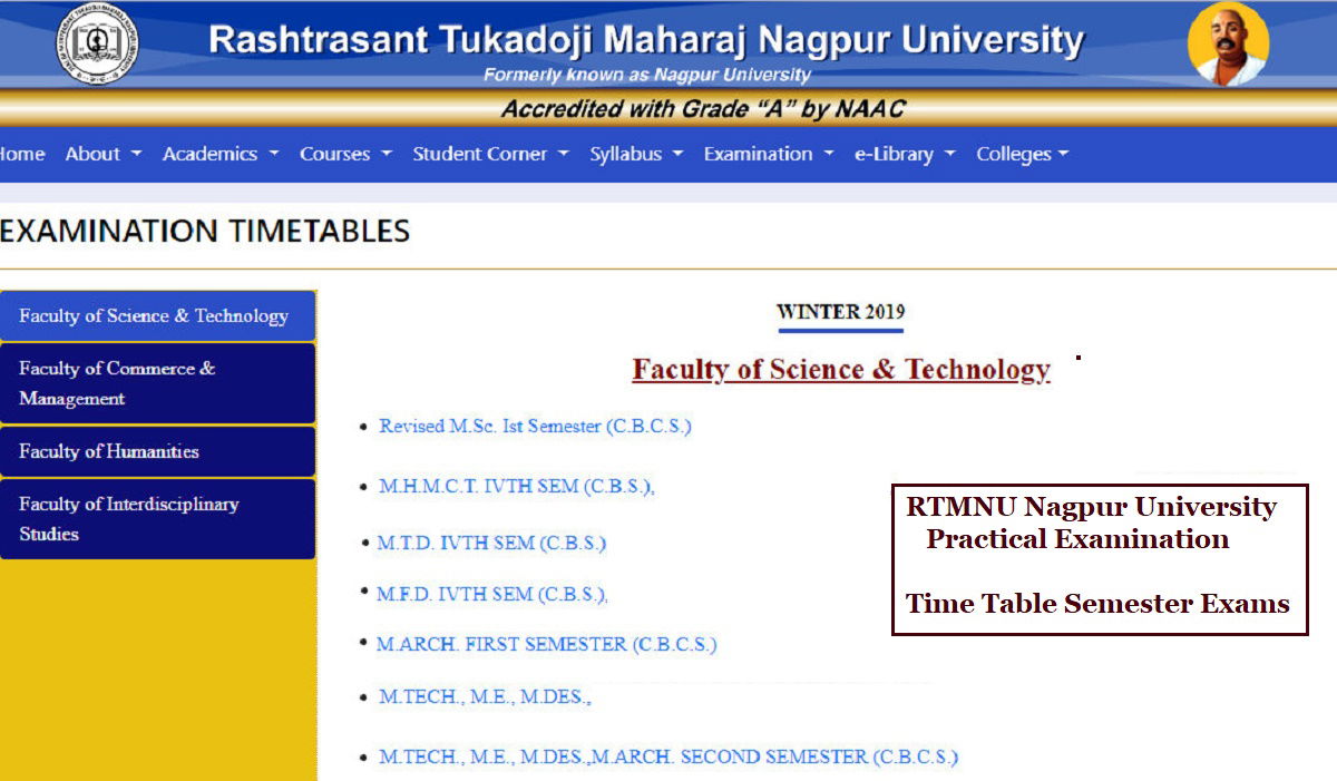 RTMNU Practical Exam Time Table 201920 ! Winter BSc BTech BE BPharma