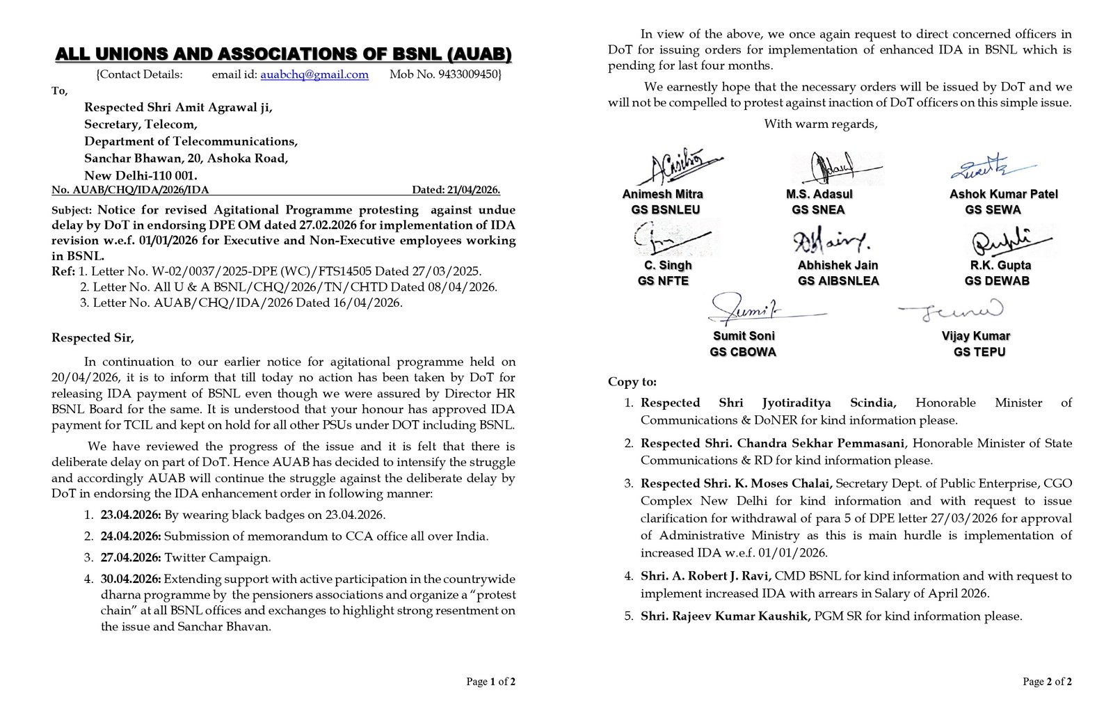 AUAB LHD Notice to Secretary DoT for delay in IDA implementation 21 Apr 26-0002-imageonline