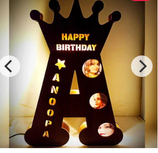 Customized A To Z Alphabet Big Wooden Name Board With Three Photos Image