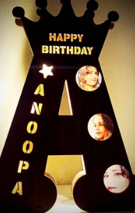 Customized A To Z Alphabet Big Wooden Name Board With Three Photos