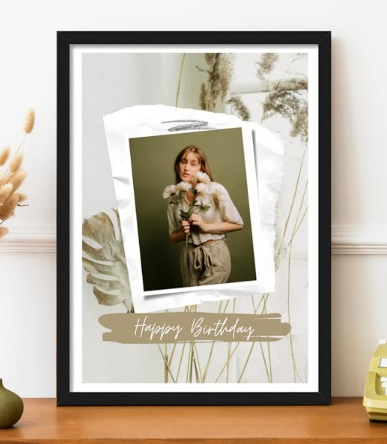 Personalized Gift Photo Printed Photo Frame with Custom Text, Photo, Date of Your Choice, Aesthetic Design For Birthday Gift - (Black Framed 8x11inches, 1 Photo Image