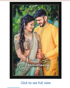 Mad Masters Wood Happy Anniversary Customized Rectangular Wall Mount Photo Frame 8x12 Cm With Photo Upload,Personalised Gift For Husband,Wife,Him,Her And Couple(Anniversary),Multicolor Image