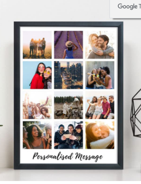 Wood One Pinch Customised Photo Collage Vertical Frame For Birthday, Anniversary, Wedding Gift, Personalized Collage Gift, Wall Photo Frame (8x12, Black),... Size:Design-1 Image