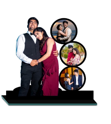 Personalized Gift MDF Cutout Photo Frame Standee Customized Gift with Your Photos | Unique Gift for Anyone | Beautiful Home Decor Item (Photo Standy 4 Photos) Image