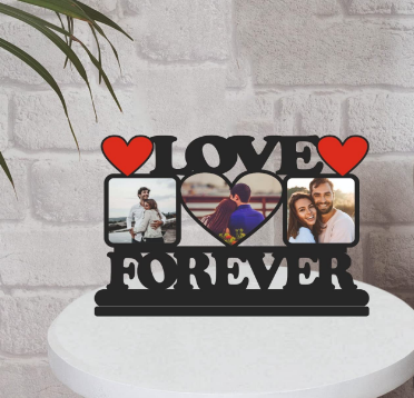 Love Forever Customized Wooden Photo Frame Table Top 12 X 8 Inch - | Best Birthday Anniversary Valentine Gift | For Wife Husband Boyfriend... Image