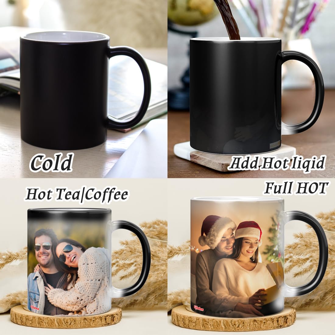  GiftsOnn Personalized Magic Mug – Custom Photo, Text, Logo | Heat Sensitive Color Changing Mug | Unique Gift for Birthday, Anniversary, Valentine’s Day |... Style Name:Modern Image 