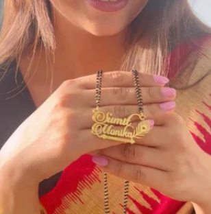 CUSTOMIZED / Personalised COUPLE NAME mangalsutra With CROWN,HEART,STAR Pendant Image