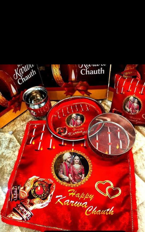 karwachuth photo thali set  Image