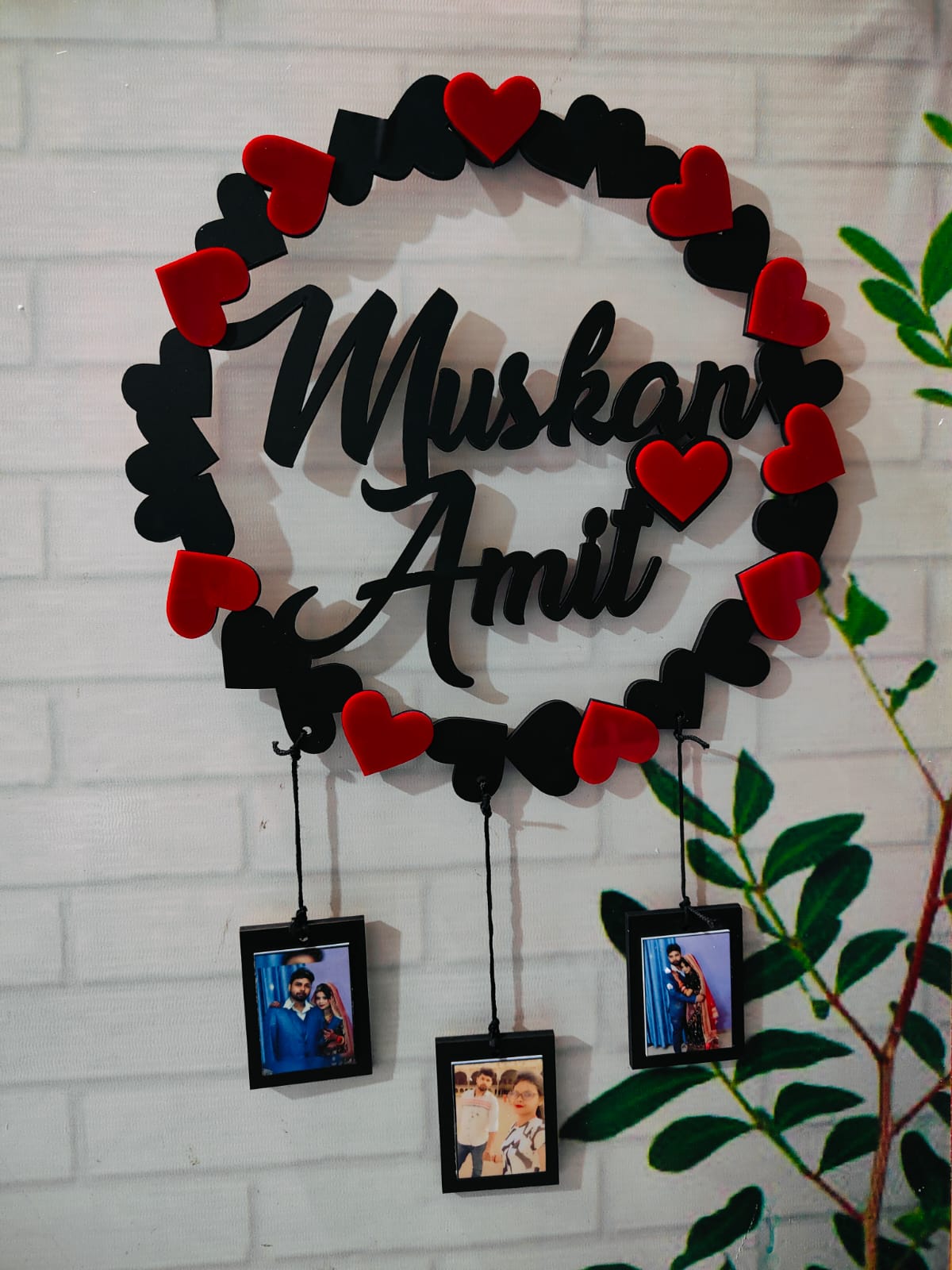 Customize Hanging Frame  With Name & Photo size 12inch  Image