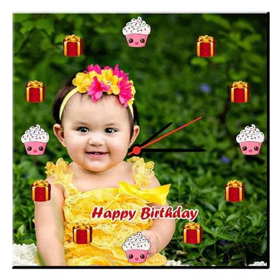 Customized shopping flavour Photo Wall Clock | Happy Birthday Theme Image