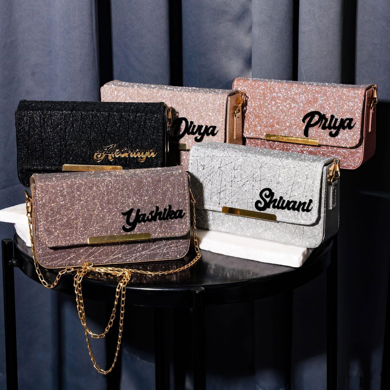 Introducing All New Glitter sling custmized name  Bag Image