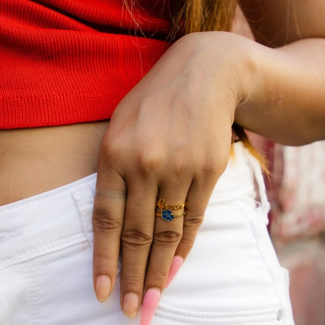 Enamel custmized  Name Ring Image
