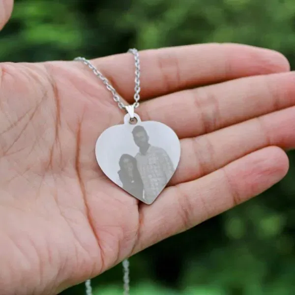 Personalized Laser Engraved Photo Necklace- Customized Necklace Image
