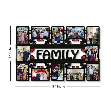 Family 12 Photos Customized Frame Wooden Personalized Photo Frame Personalized Photo Frames for Wall Decoration Customized Frames for Wall Decor (Size 12x18 in/Wooden/Glossy Print)