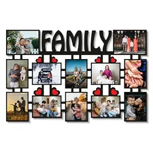 Medium Density Fibreboard 12 Rectangular Photos Customized Family Or Name Collage Frame|Customized For Anniversary, Birthday And All Occasions Frame With Name 12X18 Inch,Wall Mount,Blue Image