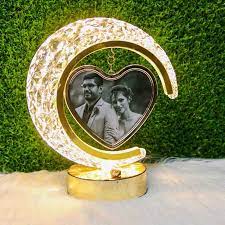 Half Moon Crystal Lamp Heart Photo Frame wdding annivarsary gift Image