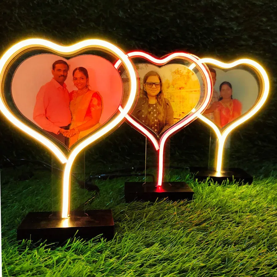 Red custmized  Neon Light Table Lamp With Photo annivarsary birhday gift  Image