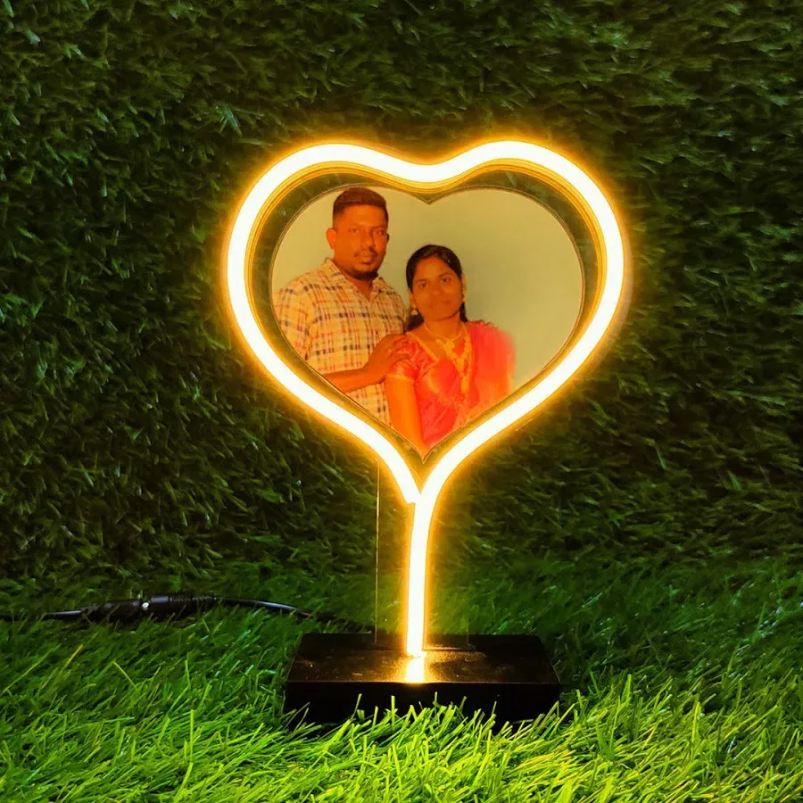 Red custmized  Neon Light Table Lamp With Photo annivarsary birhday gift 