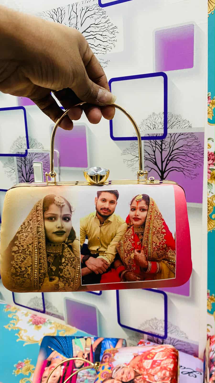 Customized Photo Print Ladies Clutch | Personalized Wedding & Party Handbag | Bridal Gift Purse Image