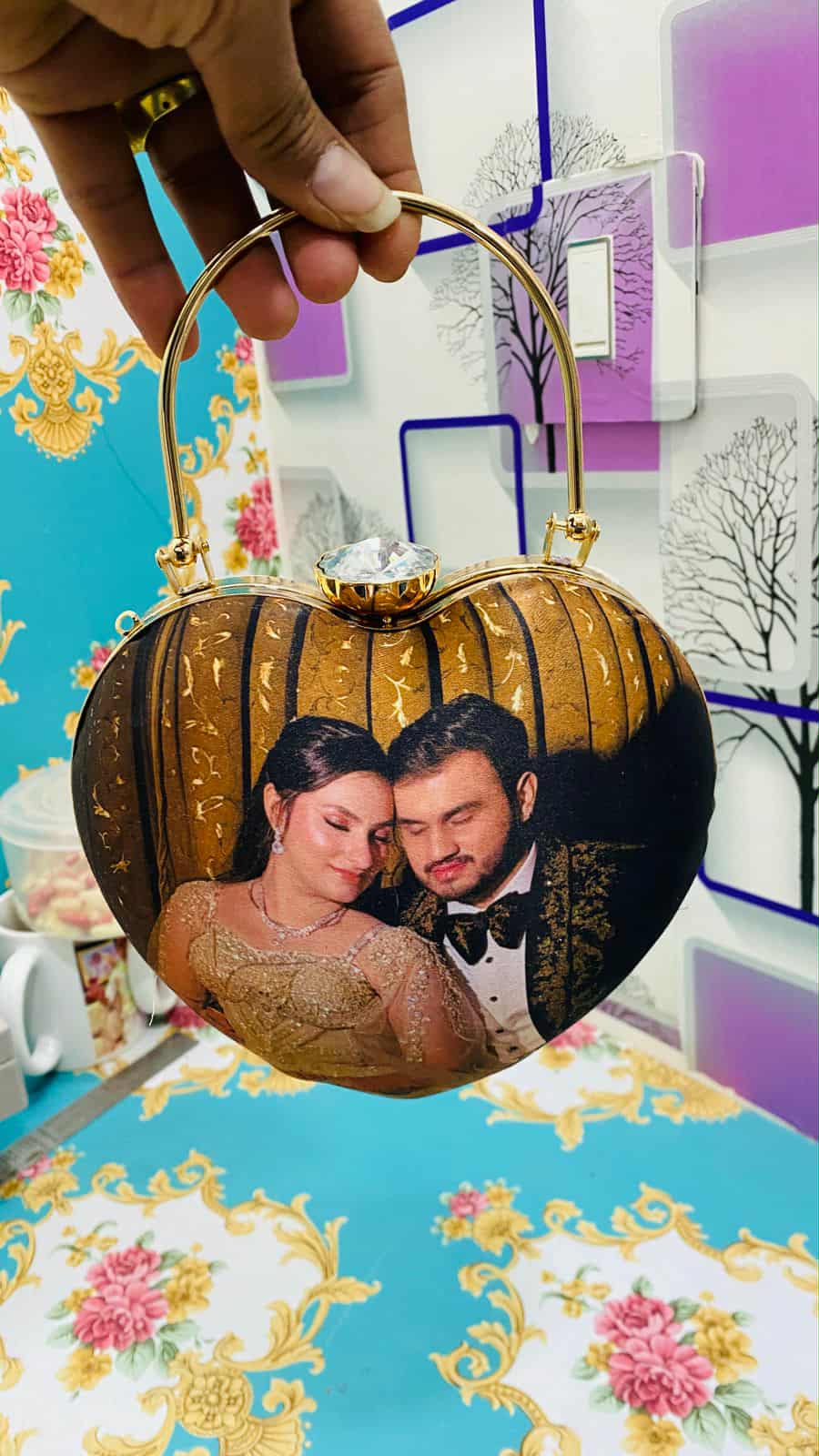 Customized Photo Print Ladies Clutch | Personalized Wedding & Party Handbag | Bridal Gift Purse Image