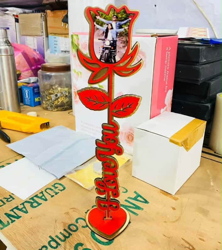 Customized Photo Rose Valentine Gift | Personalized Name & Photo LED Rose | Romantic Love Gift Image