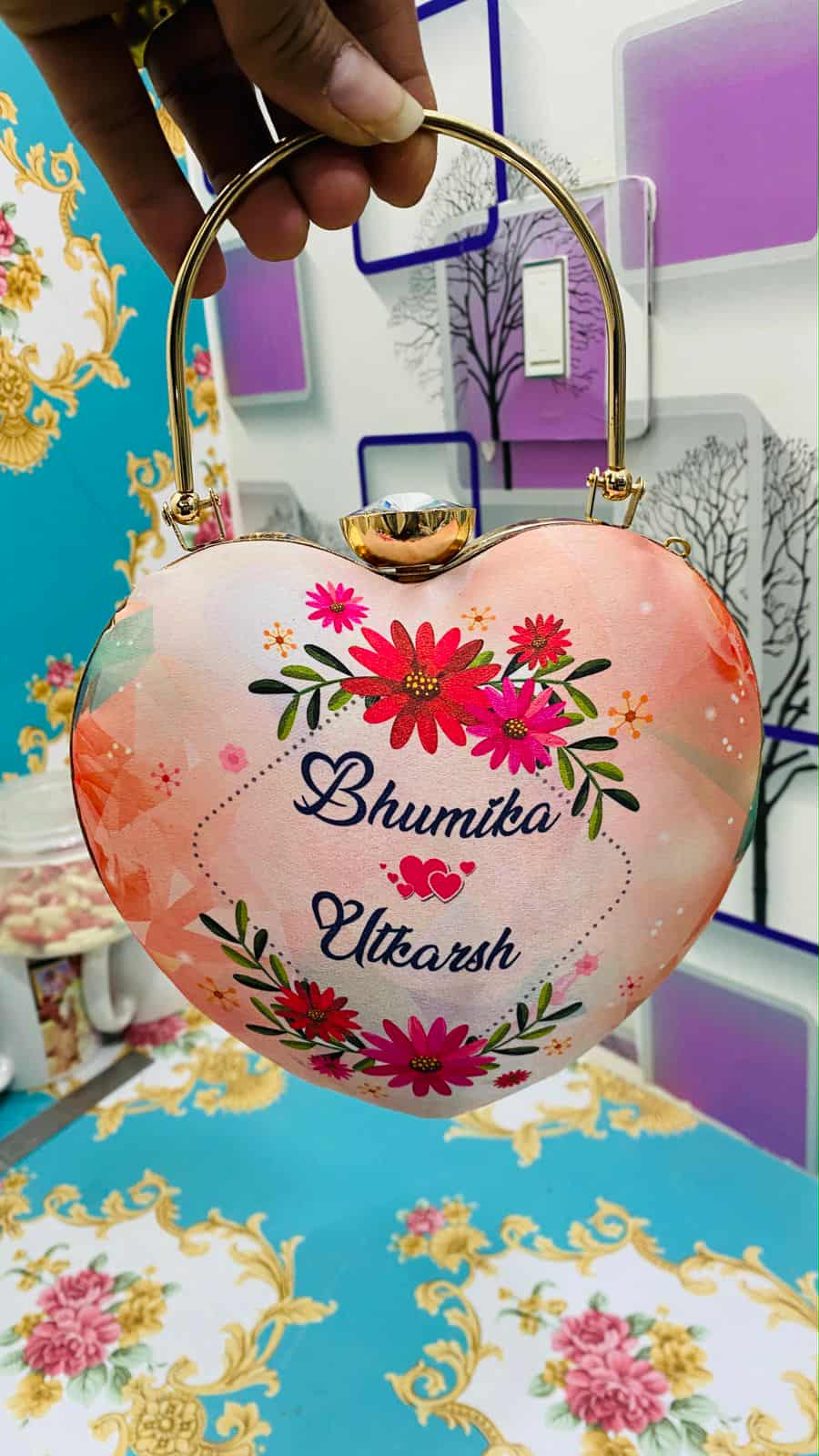 Customized Photo Print Ladies Clutch | Personalized Wedding & Party Handbag | Bridal Gift Purse