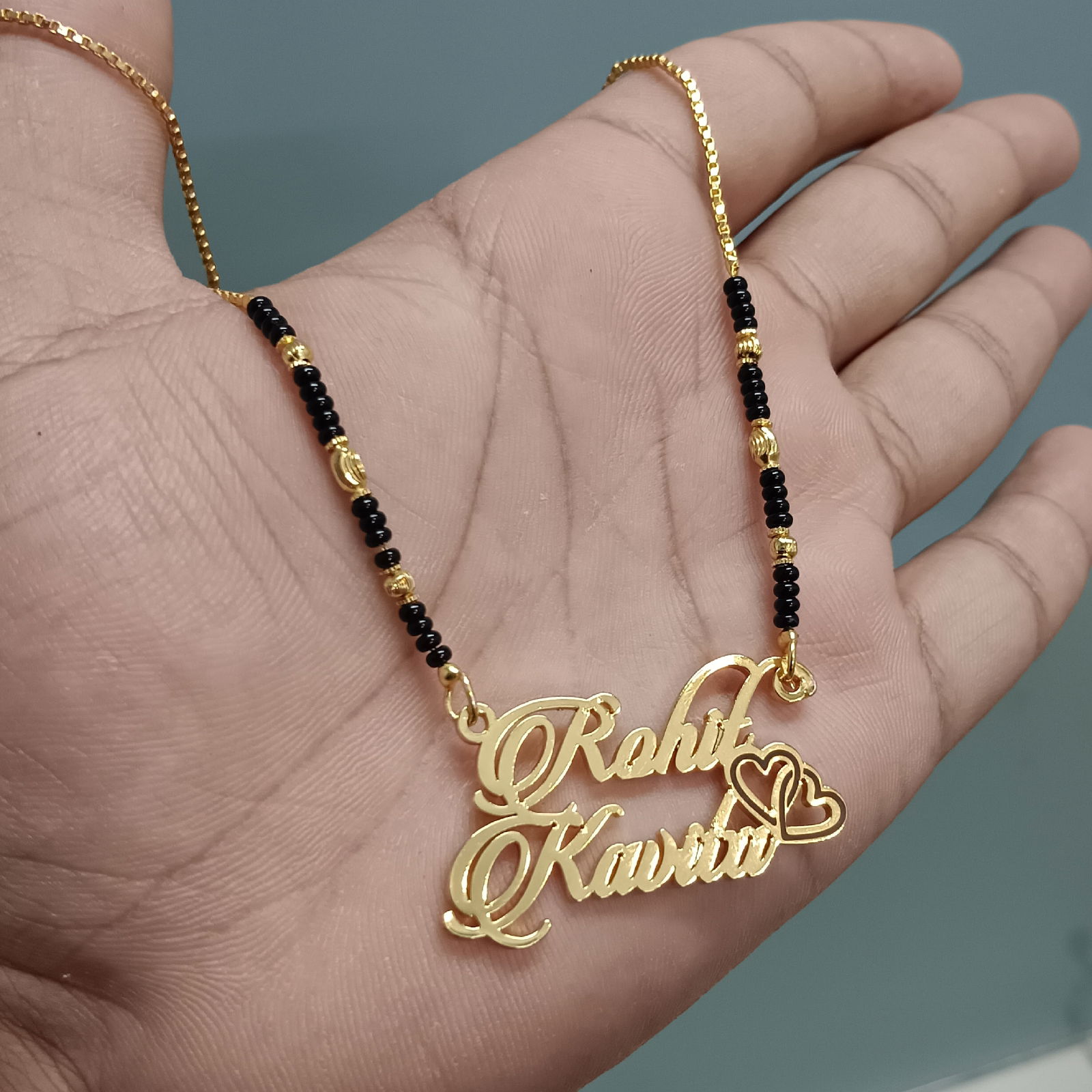 Double Heart Couple Name Necklace Image