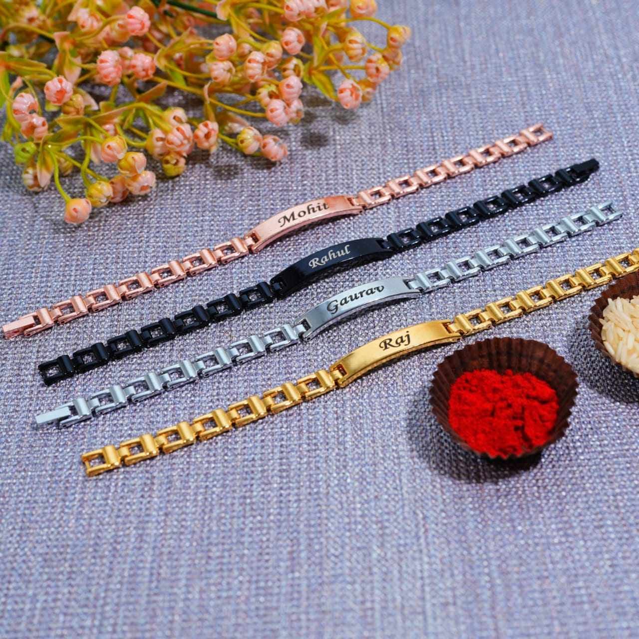 Personalized Stainless Steel Name Bracelet | Custom Engraved Chain Bracelet for Men & Women | Shopping Flavou Image
