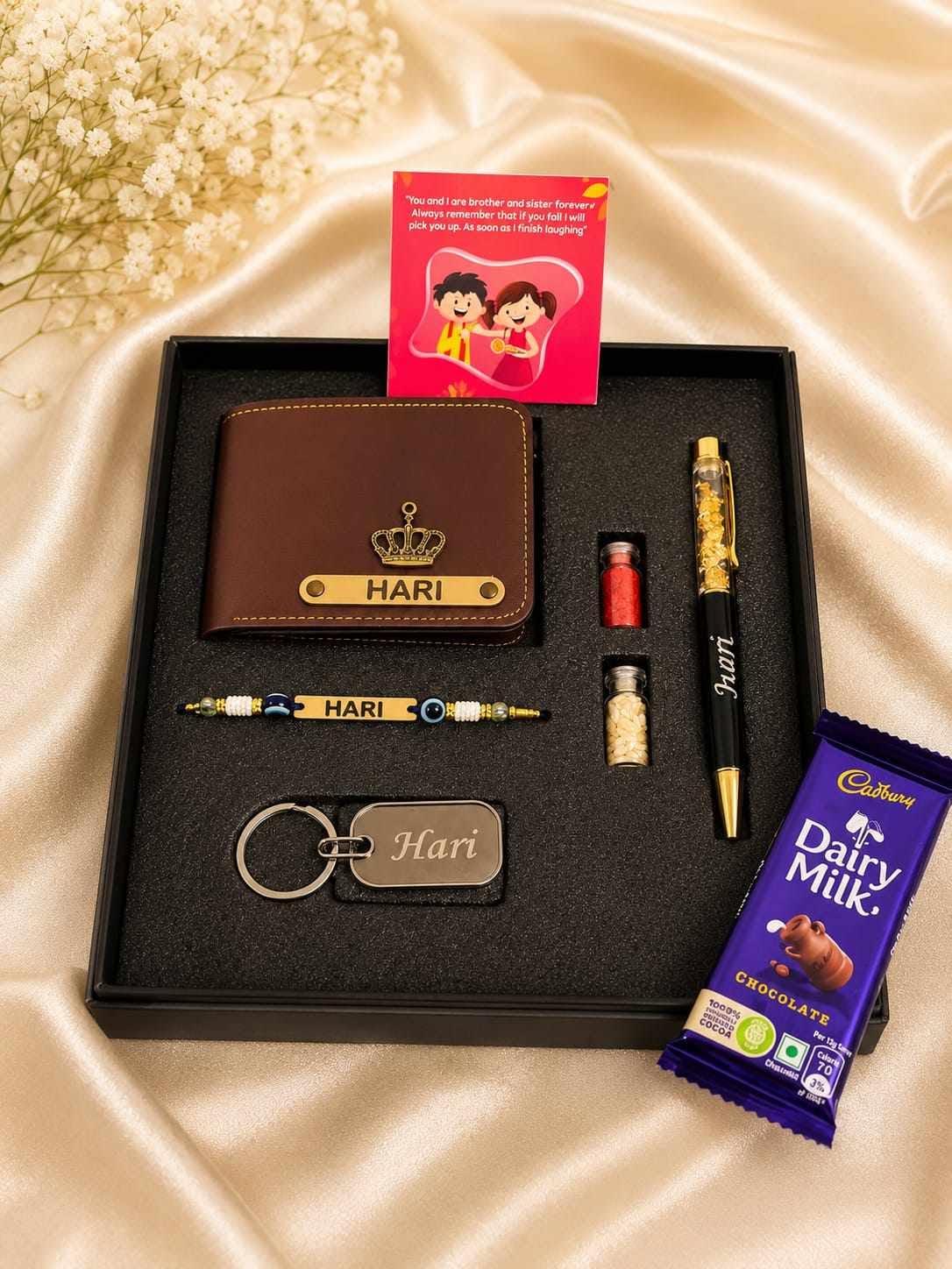 Personalized Raksha Bandhan Gift Hamper for Brother | Custom Wallet, Pen, Rakhi & Keychain Set | Shopping Flavour Image