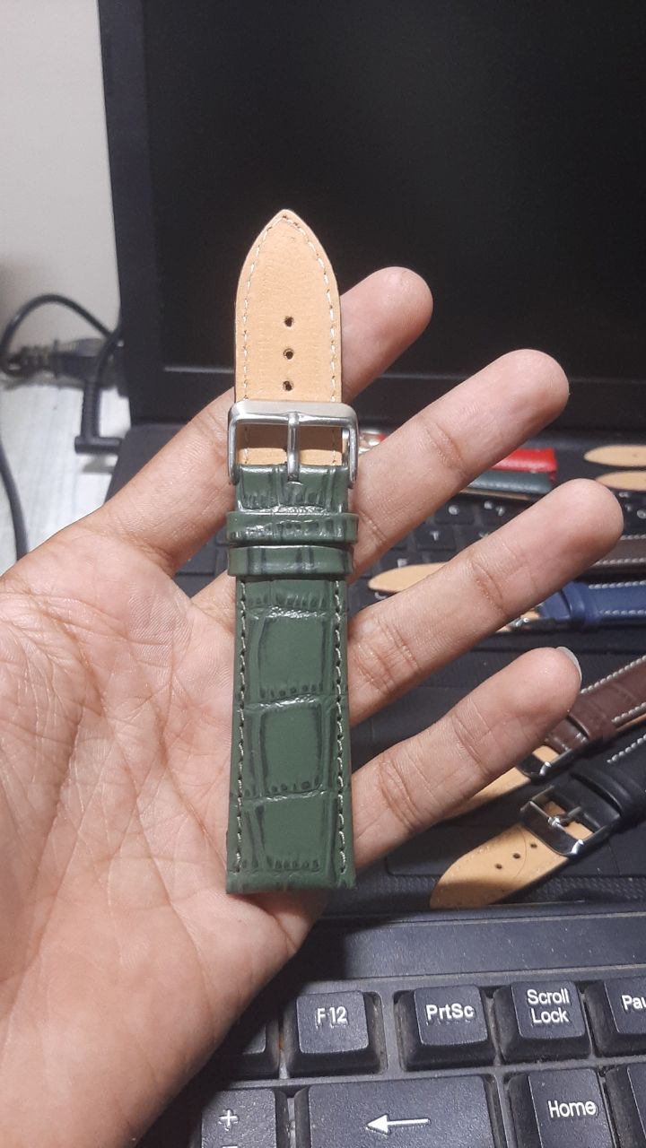 Forest Croco Green Leather Watch Straps 22MM
