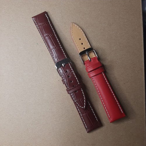 18mm Elegant Red & Croc Maroon Leather Strap Combo – 18mm Image