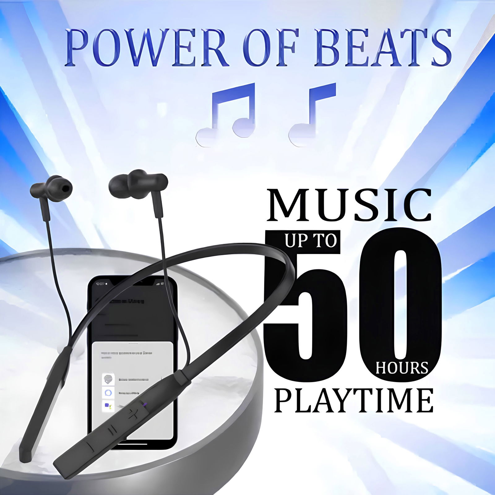 Top Quality Bluetooth Wireless Neckband, 12Hrs Playback Battery Image