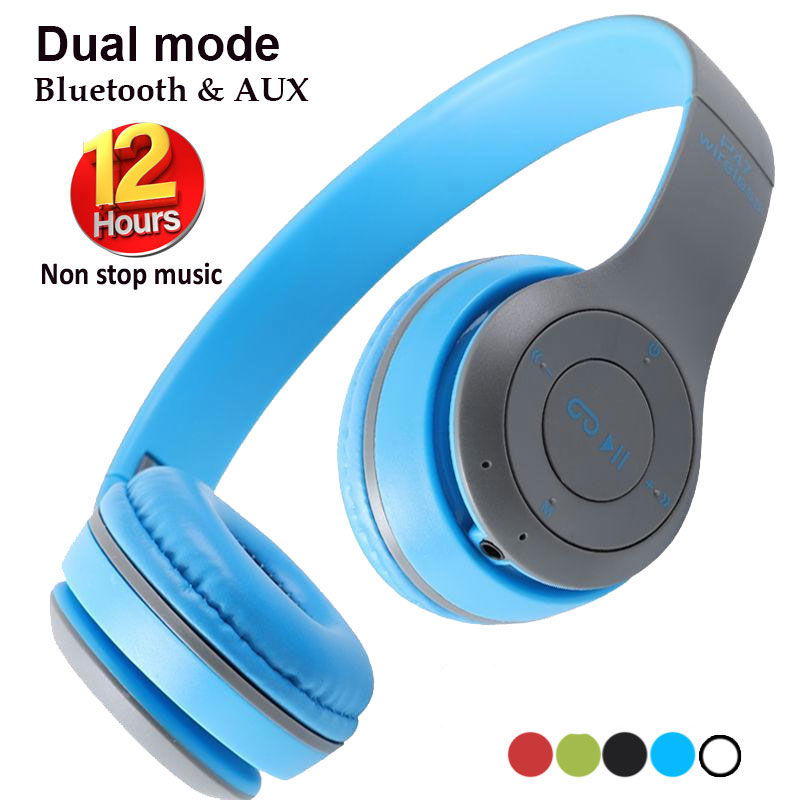 New Version P47 Wireless Headphones Over Ear Earphones Headphone Wireless Headphones Headset (Blue)) Image