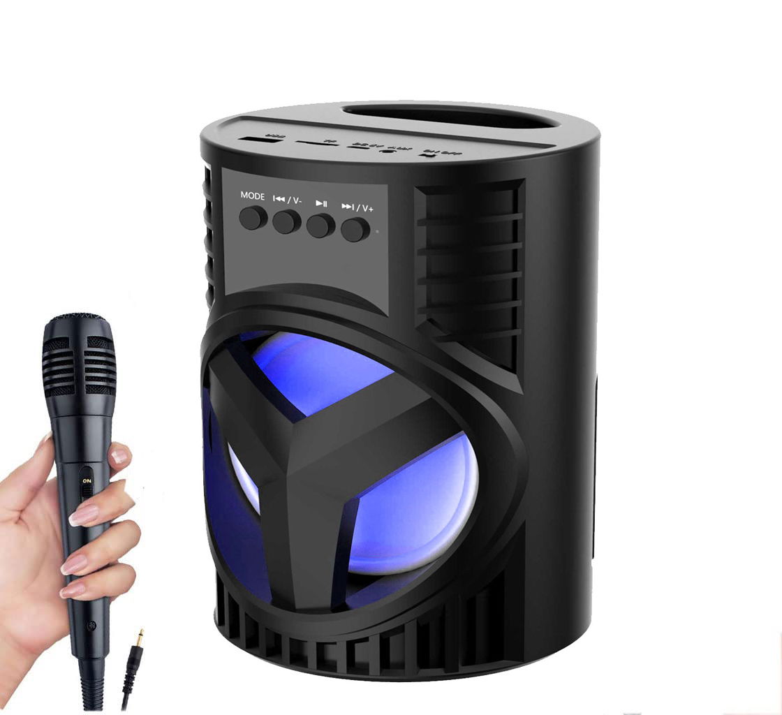 Wireless Bluetooth Speaker Subwoofer Sound System with Led Dj Light, Carry Handle, Support Bluetooth, Fm Radio, USB, Micro Sd Card Reader, Aux with Free Mic Image