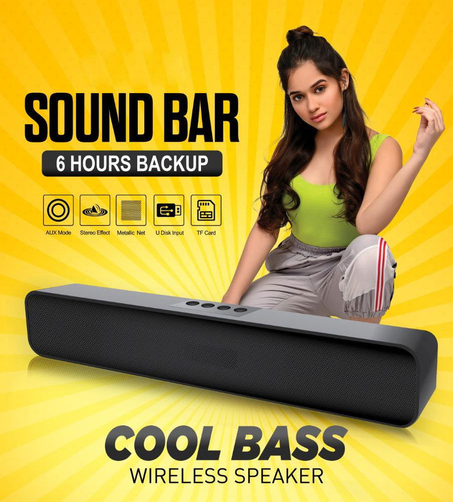  Bluetooth Soundbar with HD Bass Technology, 52mm Dynamic Drivers, Upto 12 Hrs Playtime, 20 W Output, Aux/USB Port (5.0 Channel) (Black) Image