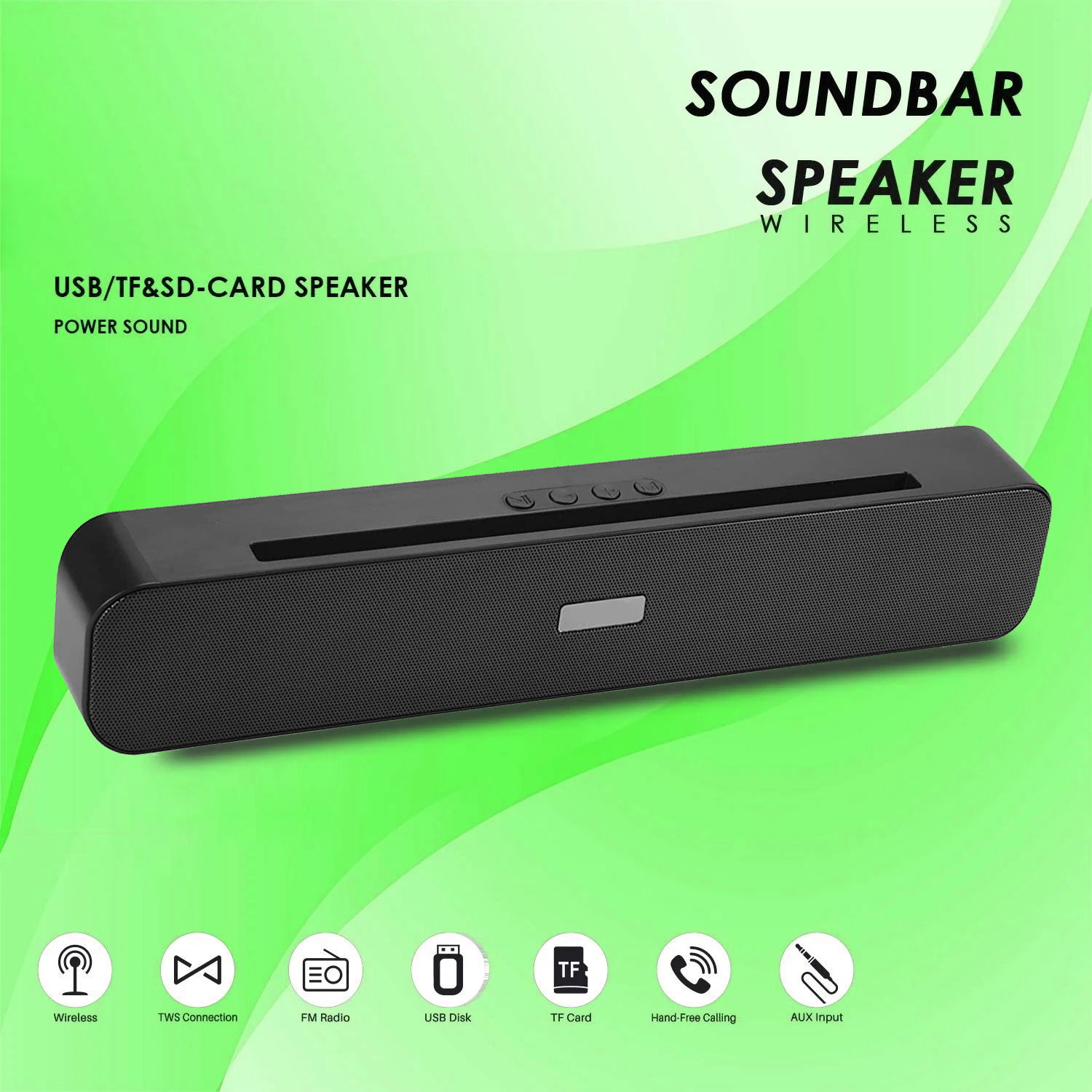  M423SP PORTABLE HOME TV SOUNDBAR Dynamic Thunder Sound 2400mAh Battery 10 W Bluetooth Soundbar  (Black, Stereo Channel) Image