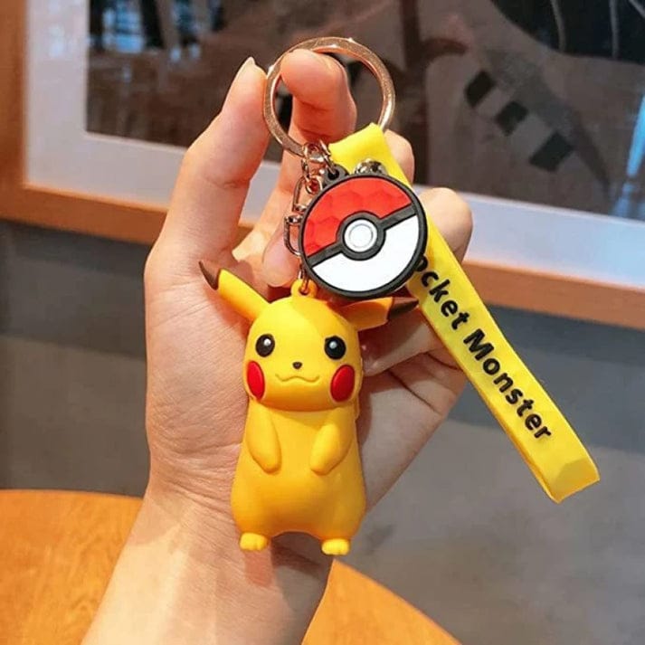 Cute 3D Pikachu Keychain | Cute Keyring & Quirky Bag Charm | Hard Silicone, Unbreakable | Kids Friendly | Comes With A Strap & Bag Hook | Single Piece Image